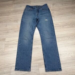 Levis Premium 501 Original Straight Leg Distressed Jeans Blue W29 L30 12501-0555